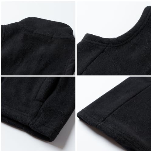Mud Kingdom Boys Girls Polar Fleece Vest Jacket Ligntweight Plain Vest Full Zipper Sleeveless - color: Black, size: 12