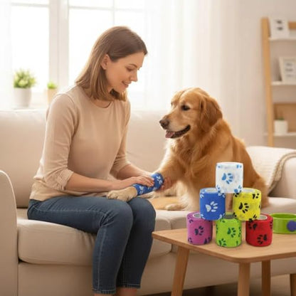 Bandage Wrap for Dogs, 6 Rolls Self-Adhering Pet Tape - color: 6 Colors
