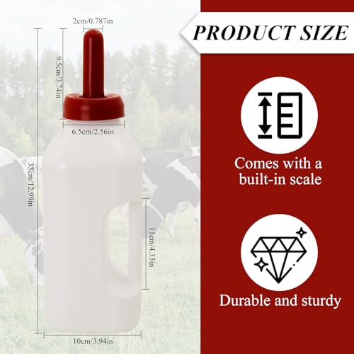 2 Quart Calf Nursing Bottle with Replacement Rubber Nipple Easy-Grip Handle