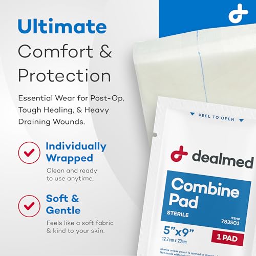 Dealmed Abdominal Combine Pads 5x9 - Sterile Non Adherent - 40 Pack - size: 5" x 9", style: Pack of 2