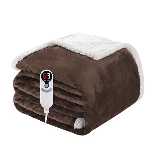 Soypipo Electric Heated Blanket 72"x84", 9 Heat Settings 10-Hour Auto-Off - color: 10-dark Brown, size: Full 72"x84"