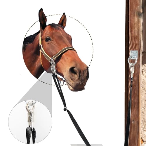 2PCS Cross Ties,Adjustable Nylon Cross Ties for Horse Horse Trailer Tie with Panic Snap and Bull Snap, Adjustable Length from 44.5-78.5 Inch,Black - style: Black-2PCS