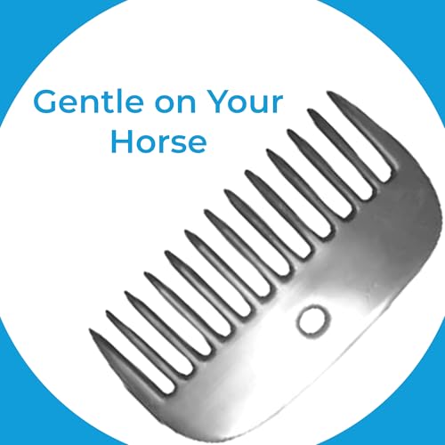4 Mane & Tail Comb for Horses – Heavy-Duty, Ergonomic Design for Gentle Detangling and Grooming – Ideal for Equine Hair Care and Maintenance - size: Large Gap 4"