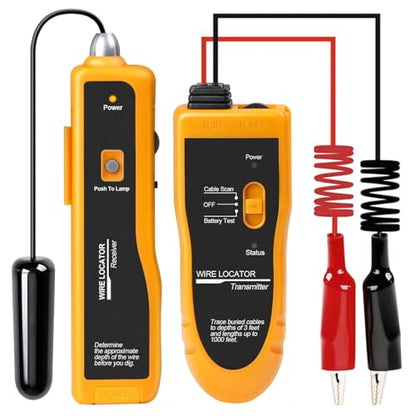 Underground Wire Locator Cable Tester F02 Tracker with Earphone for Locate Buried and Hidden Wires and Cables Pet Fence Wires and Other Hidden-Wires - color: Yellow