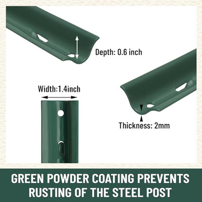 10-Pack 4.8 Feet Heavy-Duty Metal U Fence Posts for Wire Fencing - size: 4.8 Feet