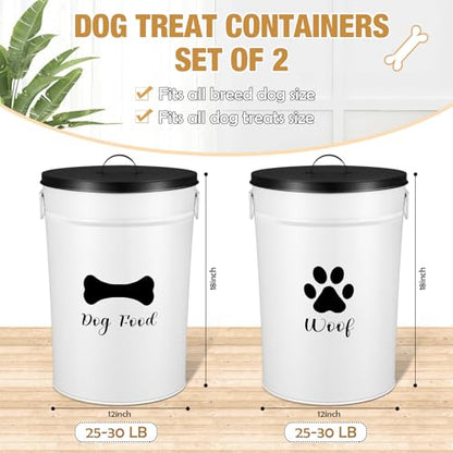 DoubleFill Extra Large 30 lb Metal Dog Food Storage Containers, White - color: White, size: Extra Large 30 lb