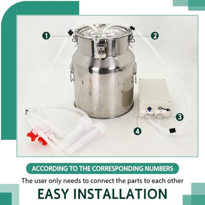 14L Cow&Goat Electric Milking Machine Portable Rechargeable Pulse & Vacuum - size: 14L Cow/Goat Two-in-One Electric Milker