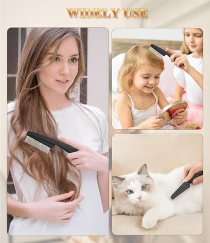 Dandruff Comb Removal 0.5mm Metal Fine Tooth Scalp Detox Hair Care Tool 1PC | Build Up Flakes Lice Comb, Stainless Steel Teeth, Self Cleaning, Scalp Massage, Anti Slip Handle, for Women Men Kids, Black - color: 1PC Black