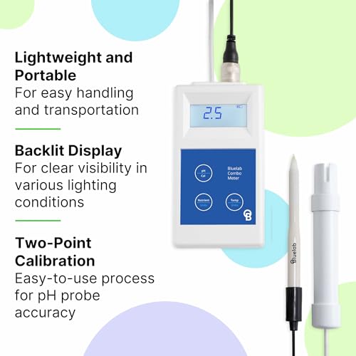 Bluelab METCOMPLUS Combo Meter Plus for pH, Temperature, and Conductivity in Water and Soil with Easy Calibration, Digital Nutrient (TDS/PPM) Testing Kit for Hydroponic System & Growing Indoor Plants | works in Water and Soil - Digital Nutrient (TDS/PPM)