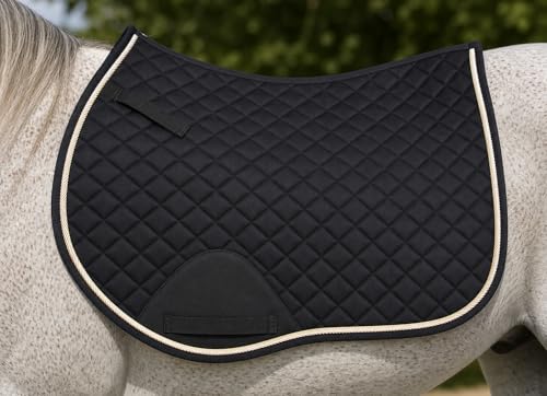 Horse Equine Contoured English Quilted Cotton All Purpose Saddle Pad 72TS37 - color: Black