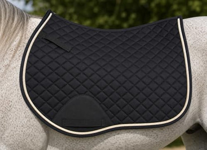 Horse Equine Contoured English Quilted Cotton All Purpose Saddle Pad 72TS37 - color: Black