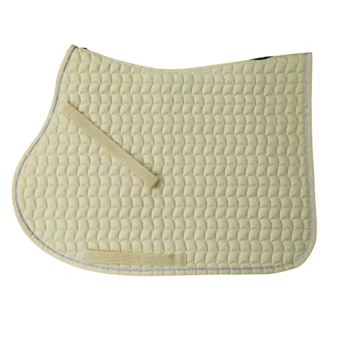 Premium English Horse Saddle Pad, Quilted Square Design, Available in Pink, Mint Green and Red etc, All-Purpose with Girth Straps (Light Yellow) - color: Light Yellow