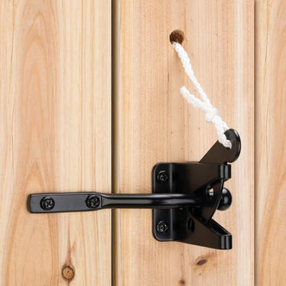 Self Locking Gate Latch for Wooden Fence with Pull String, 2pcs | Automatic vinyl gate latch, post mount automatic gravity fence latches for pool/garden/shed - size: With Pull Ring