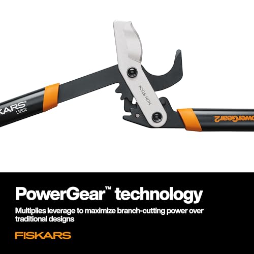 Fiskars 32” PowerGear2 Garden Bypass Loppers, 2" Cut Capacity Tree Trimmer | Tree Branch Cutter for Thick Branches, Multiplies Cutting Power for Less Effort, Steel Blade with Low-Friction Coating - style: 32 in