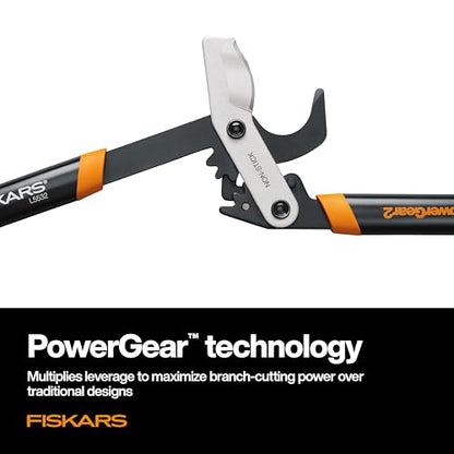 Fiskars 32” PowerGear2 Garden Bypass Loppers, 2" Cut Capacity Tree Trimmer | Tree Branch Cutter for Thick Branches, Multiplies Cutting Power for Less Effort, Steel Blade with Low-Friction Coating - style: 32 in