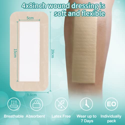 Dimora Silicone Foam Dressing with Border Adhesive 4"x8" - size: 4"x8"(5Packs)