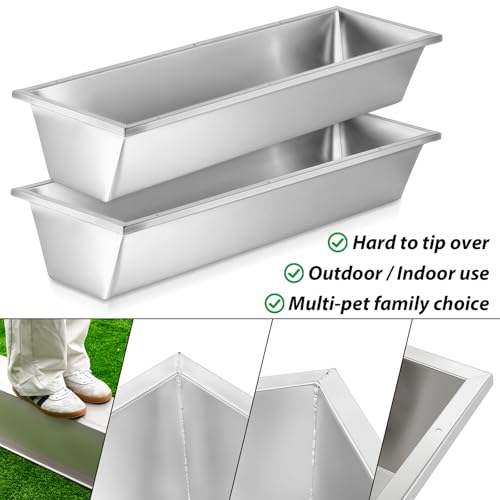 Geelin 2 Pcs 12 Gallon/48 Quart Livestock Water Trough, Stainless Steel - size: 12 Gallon/48 Quart
