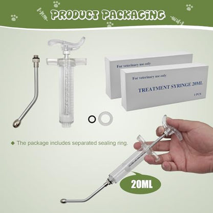 2 pcs Reusable Goats Syringe for Goat, 2 Drench Nozzle Adjustable Dosage Drench Gun Syringe for Sheep (Clear 20ML) - style: Clear
