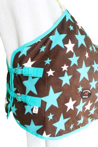 Challenger Horse Soft Fleece Cooler Contoured Exercise Blanket Liner Sheet Wicks 4397 - color: Turquoise Stars, size: 84 inches