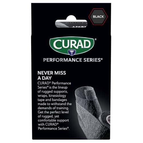 CURAD Performance Series Self-Adherent Athletic Wrap, Black, 3 inches x 5 yards, Compression Support for Sports Injuries, Joint Stability, and Muscle Recovery - size: 1 Count (Pack of 3)