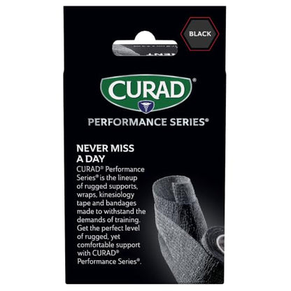 CURAD Performance Series Self-Adherent Athletic Wrap, Black, 3 inches x 5 yards, Compression Support for Sports Injuries, Joint Stability, and Muscle Recovery - size: 1 Count (Pack of 3)