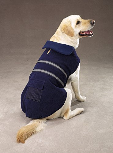Casual Canine Fleece-Lined Reflective Dog Jacket for Safety, Blue - Medium - color: Navy, size: Medium