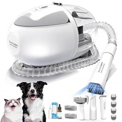 Dog Grooming Vacuum,6-in-1 Pet Grooming Kit,13000Pa,2L Dust Cup | Low Noise <55dB, Steam Brush for Shedding, Clipper & Grooming Kit, Professional for Dogs Cats, Home Cleaning Use - color: Gray