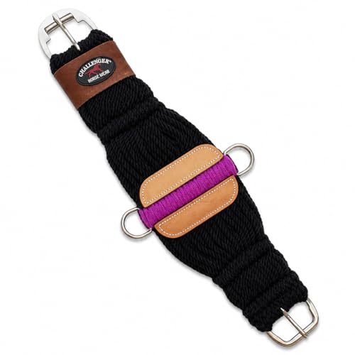 CHALLENGER Western 27-Strand Double Weave Black Mohair Roper Cinch 97RT08 - color: Black Purple, size: 36"