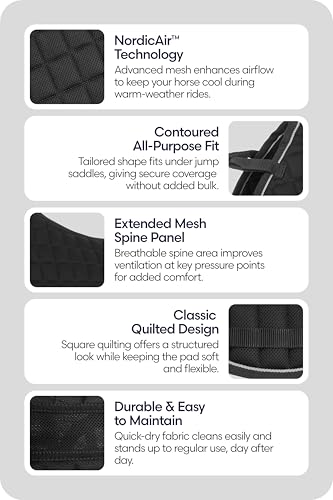 Equinavia Svalbard NordicAir Tech Horse Saddle Pad, Equestrian Saddle Pads - color: Black