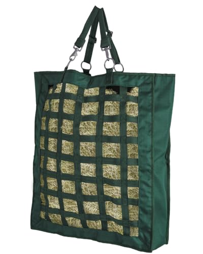 QHP Slow Feeder Hay Bag for Horses - color: Dark Green
