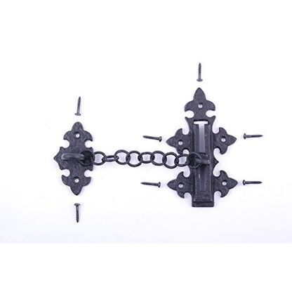 Renovators Supply Manufacturing Door Chain Lock 5 in Black Wrought Iron Chain Door Latch with Mounting Hardware - size: Pack of 1, style: 5 inch - Chain Style