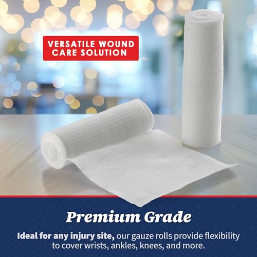 MEDca Gauze Bandage Rolls - (12 Pack) 3 in x 4.1 Yards Per Roll, Medical Grade Stretch Wrapping for Dressing All Types of Wounds and First Aid Kit (3-Inch, 12 Pcs)