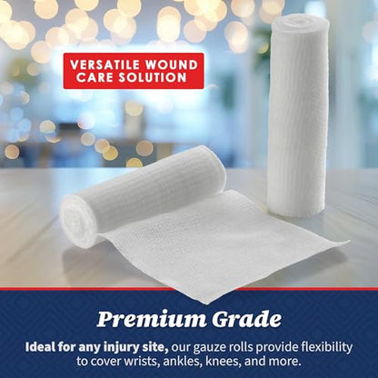 MEDca Gauze Bandage Rolls - (12 Pack) 3 in x 4.1 Yards Per Roll, Medical Grade Stretch Wrapping for Dressing All Types of Wounds and First Aid Kit (3-Inch, 12 Pcs)