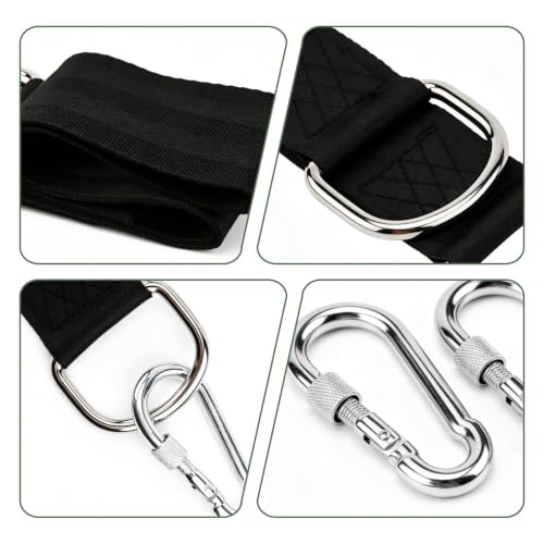 2 PCS Tree Swing Straps Hanging Kit with 2 Carabiners, 60cm / 1.97FT Length Tree Swing Hanging Straps Kit Perfect for Tree Swing Hammocks Punching Bag Gym Bar Chair Seat Outdoor - size: 1.97ft 2PCS