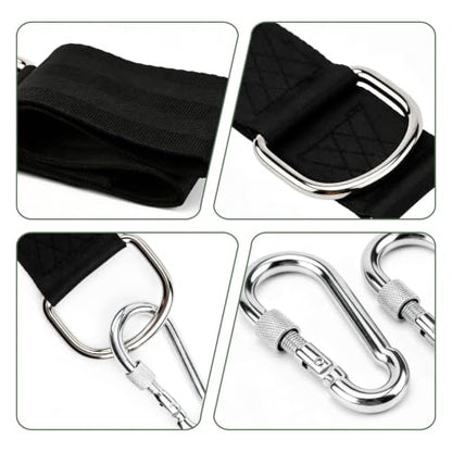 2 PCS Tree Swing Straps Hanging Kit with 2 Carabiners, 60cm / 1.97FT Length Tree Swing Hanging Straps Kit Perfect for Tree Swing Hammocks Punching Bag Gym Bar Chair Seat Outdoor - size: 1.97ft 2PCS