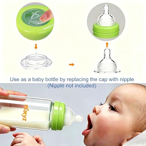 Matyz Glass Breastmilk Storage Set, 6 Pack 10oz, Compatible with Spectra Medela Philips Avent Pumps, Wide-Mouth Leakproof Containers for Freezing & Feeding, BPA-Free (3 Green & 3 Blue Lids) - color: [6 Pack] 3 Green & 3 Blue Lids - 10 Ounce Borosilicate G