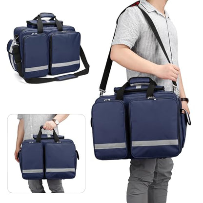 First Aid Bag - Empty Medical Storage Bag for Home Health, Nursing Students, Therapists & Doctors - color: Navy Blue