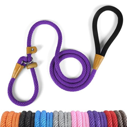 lynxking Slip Lead Dog Leash, 6 FT x 1/2" Heavy Duty Dog Loop Leashes, Comfortable Strong Rope Slip Leash for Dogs - color: Purple
