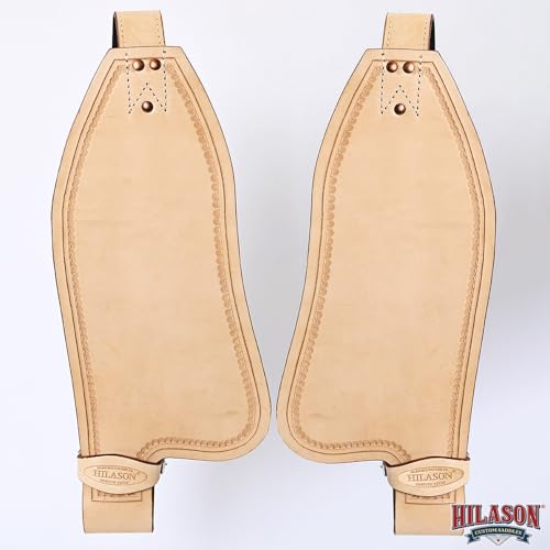 HILASON Leather Saddle Replacement Fender Pair with Hobble Straps, Genuine Skirting Leather Stirrup Leathers, 2 Inch Wide - color: Tan