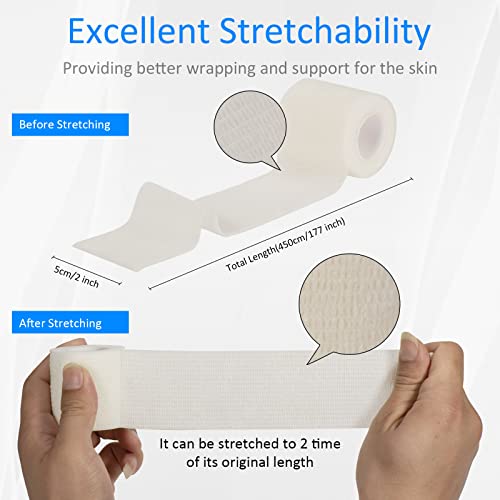 Self Adhesive Bandage Wrap 2 Inch Self Adherent Cohesive Tape Sport - color: White, size: 12Pcs