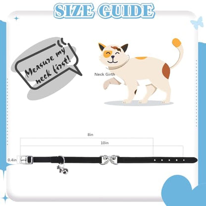 BINGPET Diamond Cat Collar with Bell,Adjustable Kitten Collar,Black - color: Black(Bowknot), size: Neck Girth 8"-10"