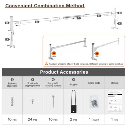 Trailer Ladder Rack Aluminium, Roof Rack for Enclosed Open Trailer - color: Silver