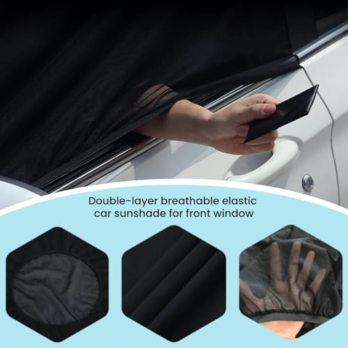 2 Pack 21''x40'' Car Front Side Window Screen Mesh Shades for Camping | Breathable Mesh Car Window Sunshade for SUVs Cars UV-Protection Car Camping Overnight Sleeping Car Window Shade for Baby - size: Front Side Window Shade