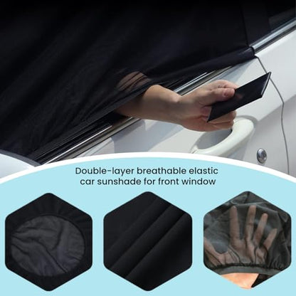 2 Pack 21''x40'' Car Front Side Window Screen Mesh Shades for Camping | Breathable Mesh Car Window Sunshade for SUVs Cars UV-Protection Car Camping Overnight Sleeping Car Window Shade for Baby - size: Front Side Window Shade