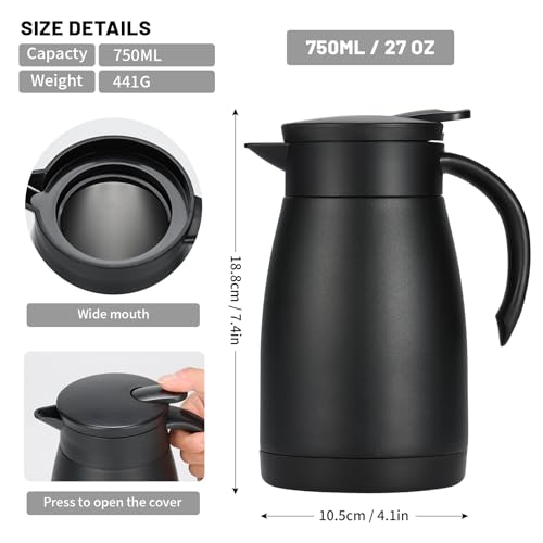 27oz Insulated Coffee Carafe with Handle, Black - color: Black, size: 27 Ounces