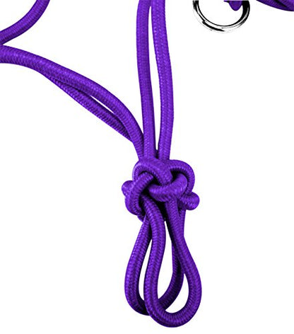 Southwestern Equine Side Pull Rope Halters with Nickle Plated Rings - color: Purple