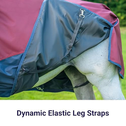 Horse Turnout Rain Sheet | 600 Denier Ripstop Turnout Blanket No Fill (0g) | Waterproof Lightweight Breathable | Tear-Resistant Outer & Rub-Free Silky Inner | Burgundy/Navy - 80 in - color: Burgundy/Navy, size: 80
