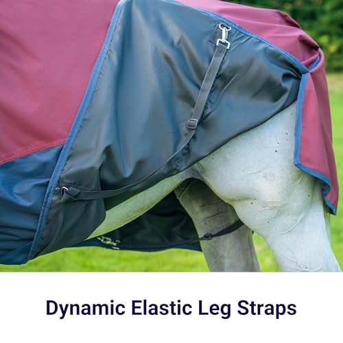 Horse Turnout Rain Sheet | 600 Denier Ripstop Turnout Blanket No Fill (0g) | Waterproof Lightweight Breathable | Tear-Resistant Outer & Rub-Free Silky Inner | Burgundy/Navy - 80 in - color: Burgundy/Navy, size: 80