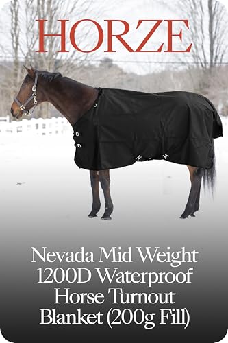 Horze Nevada Medium Weight 1200D Waterproof Horse Turnout Blanket (200g Fill) - Black - 75 in - size: 75 in