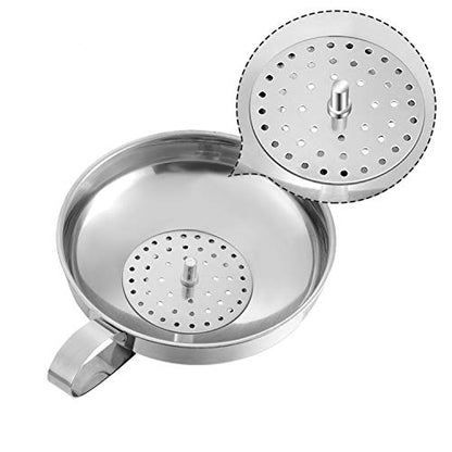 Shappy 5 Pieces Stainless Steel Funnels Set Canning Funnel Fine Mesh Strainer Mesh Filter Compatible with Wide and Regular Narrow Mouth Mason Jar